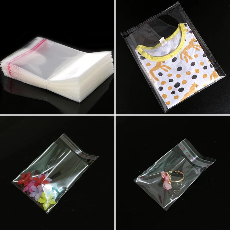 OPP Sagão de vedação automática, saco plástico transparente, celofane, embalagens autoadesivas, jóias, doces, biscoitos, bolsa de embalagem de presentes