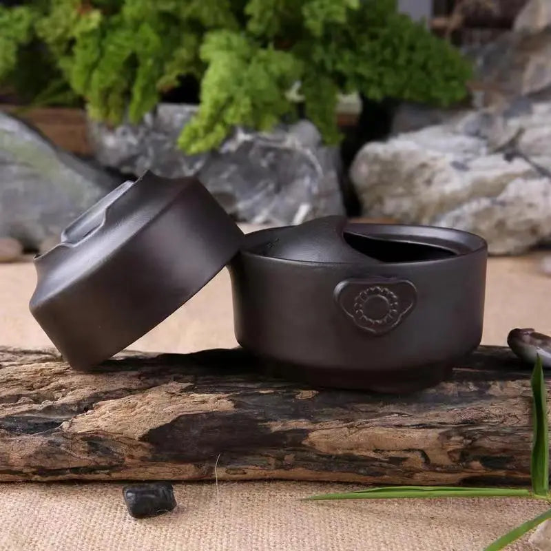 Conjunto de chá preto de cerâmica inclui 1 panela 1 xícara, viagens elegantes gaiwan, chaleira bonita e fácil de chá, kung fu teaset