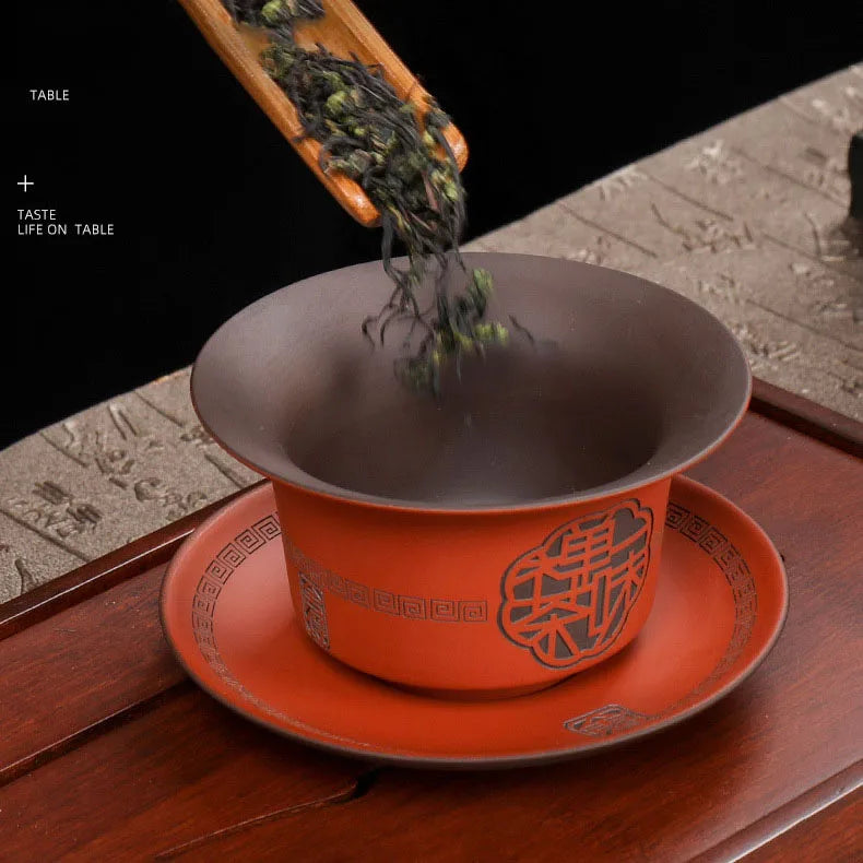 O minério de minério Yixing de argila roxa gaiwan zisha teaset chinesa teaware toureen tank tigela pires de chá de chá de chá de chá de chá de chá 150ml