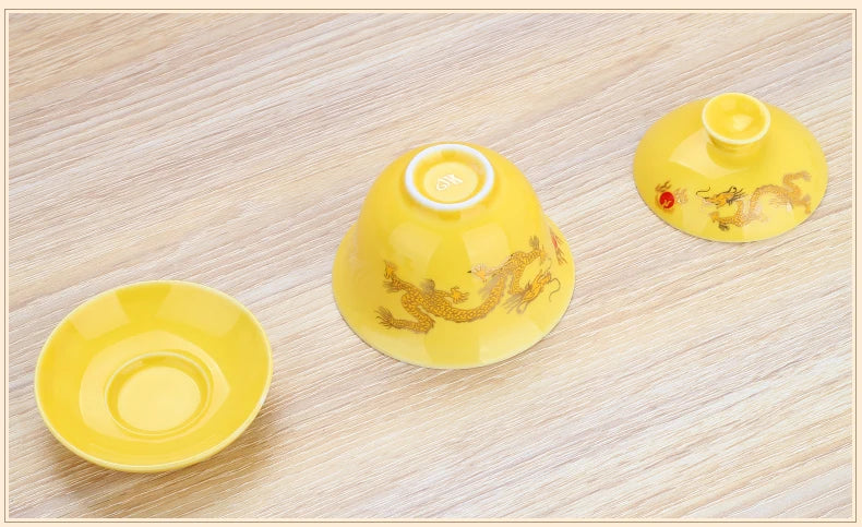 Ceramiczne herbacianie gaiwan, gai wan miska duża biała porcelanowa Zisha Cup Kung Fu Teacup ręcznie malowany herbatę Zestaw herbaty odporny na ciepło
