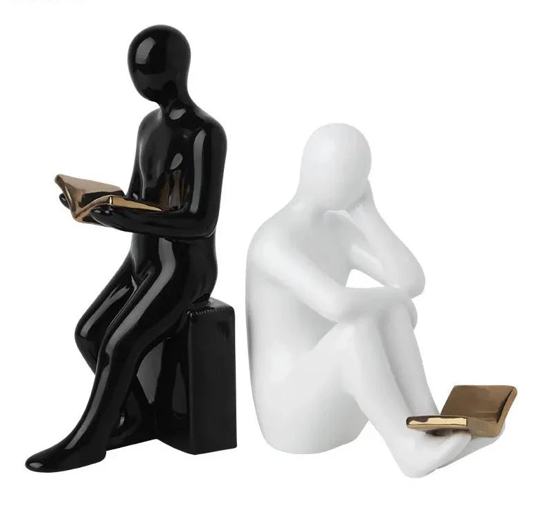 Lecteur Shape Crafts Statue en céramique Bibliothèque bibliothèque Bibliothèque artisanat ornements minimalisme SCULPTURE CÉRÉCTION CROISSE