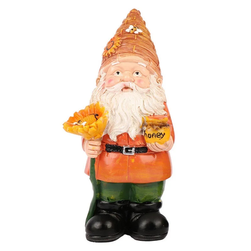 1pc fat man sunflower gnome dwarf garden resin statue ornament outdoor decoration beekeeper crafts