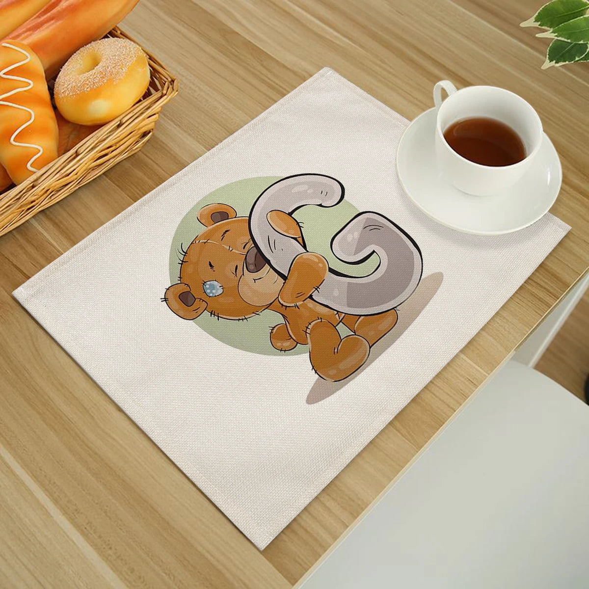 Mignon Cartoon Animal Bear Kitchen Placemat pour enfants enfants