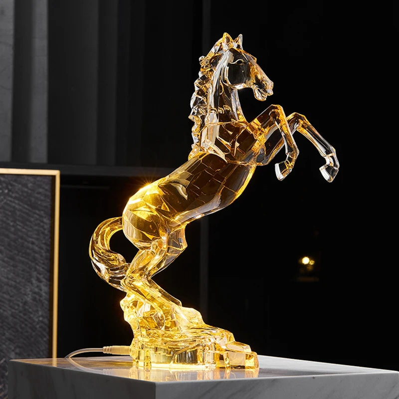 Karya seni akrilik mewah mewah perhiasan patung kuda kristal bilik hiasan pengajian pejabat desktop hiasan arca kraf