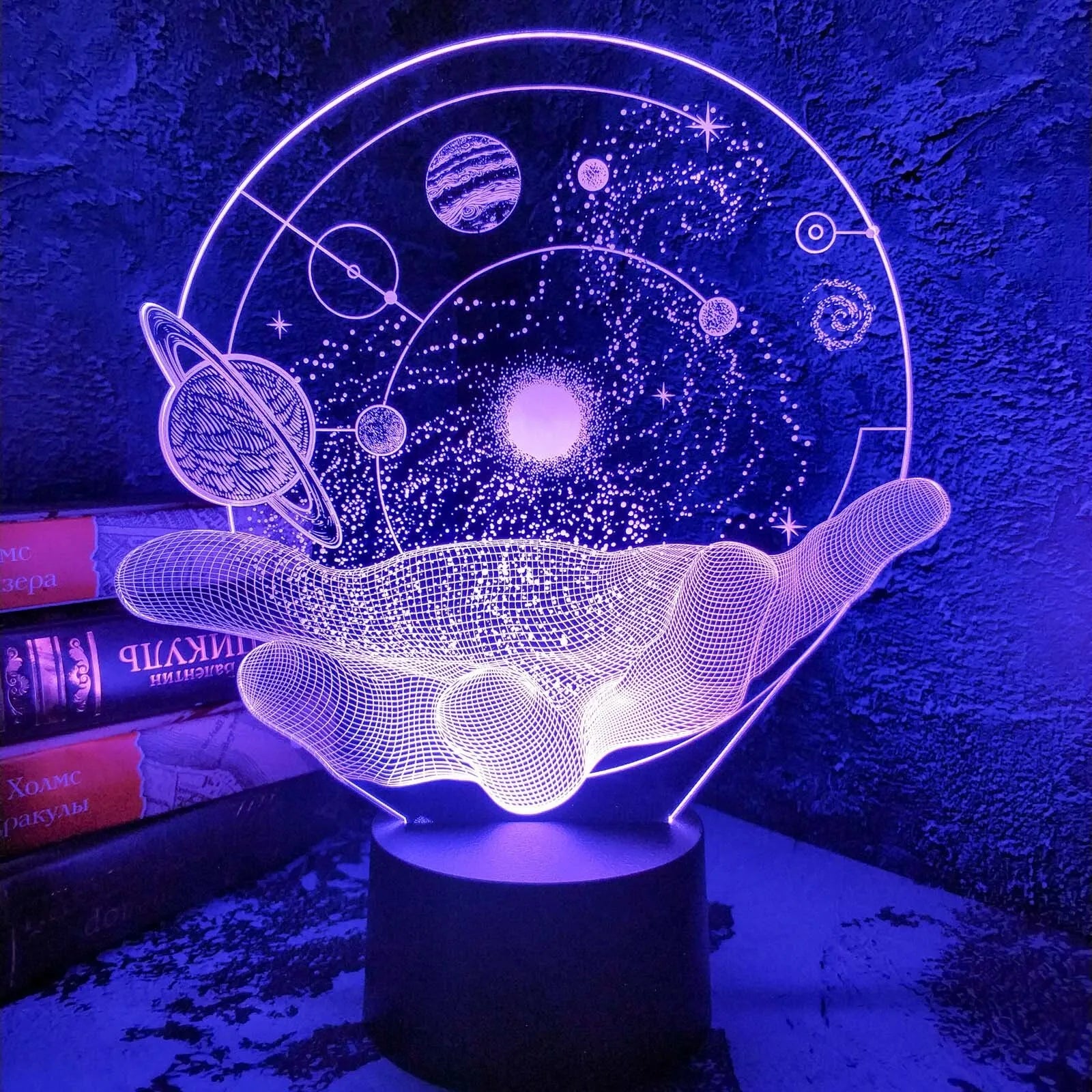 3D Optical Illusion Projectors Lamp Universe Space Galaxy i håndfladen Led Night Light for Space Lover Boys and Girl