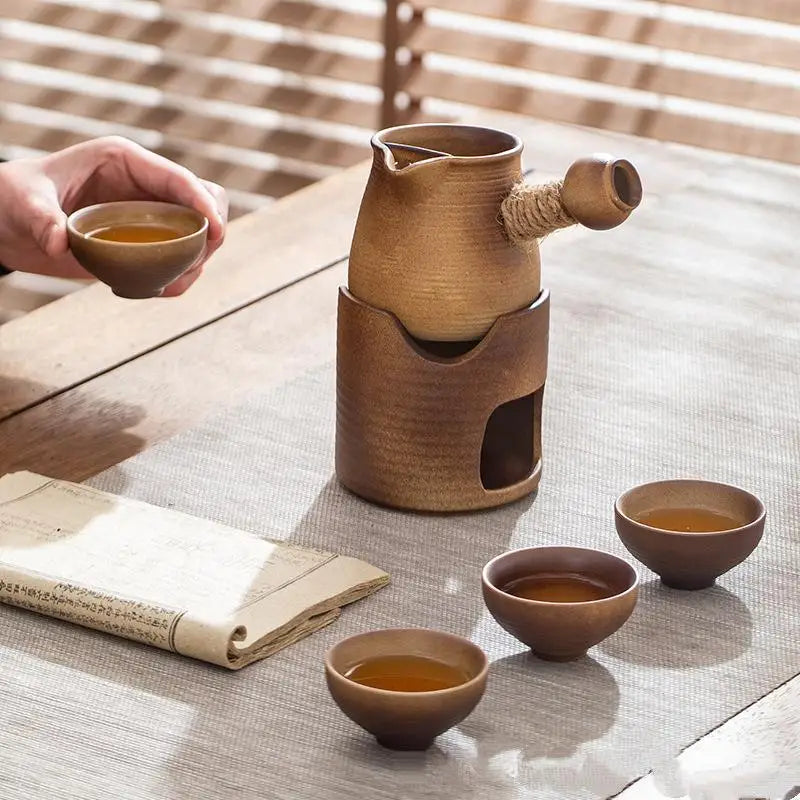 النمط الصيني الحرارة موقد الشاي براد شاي مجموعة رائعة البساطة الرجعية طقم شاي المنزل المحمولة المغلي الشاي وعاء شاي سيراميك