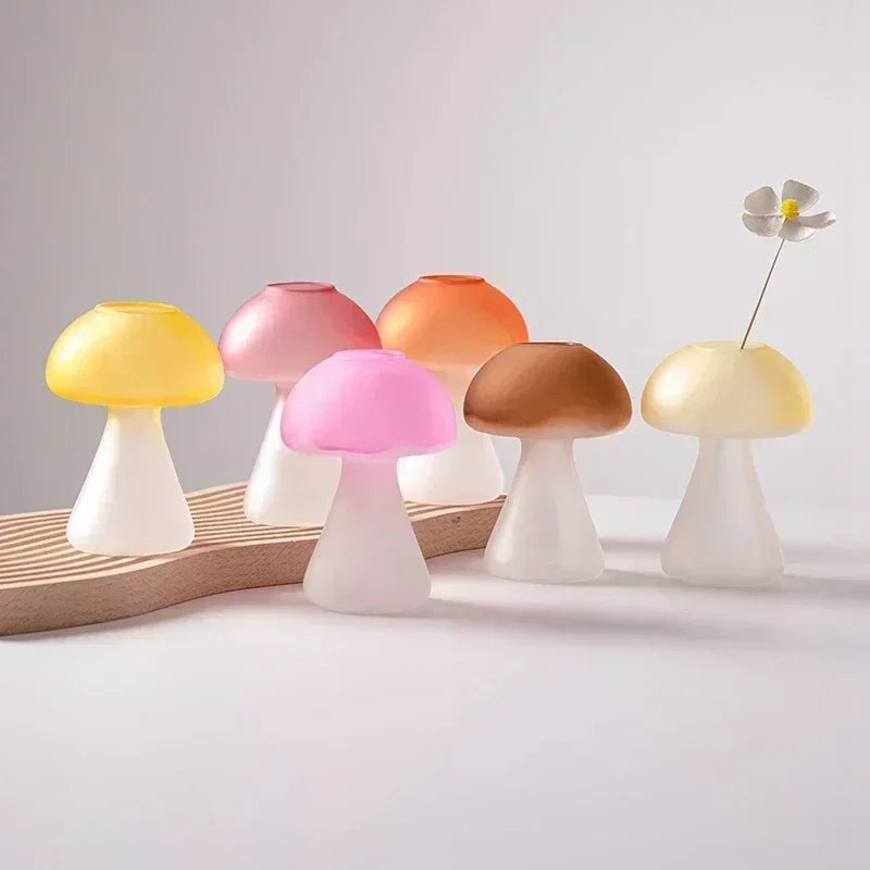 창조적 인 버섯 유리 꽃병 식물 수경 테라리움 미술 공장 수경 테이블 화병 유리 공예 DIY 아로마 테라피 병