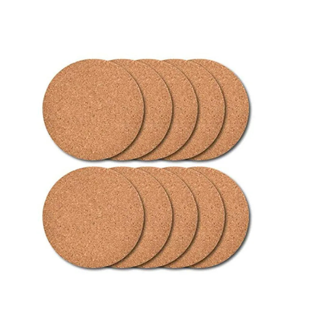 Cork Coasters Handy Round Square Shape Dia 9Cm 10Cm Plain Natural Wine Drink Tea Coffee Coaster For Home Office Kitchen