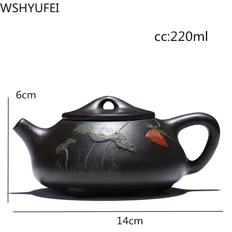220ml Čínský čaj Teaware Stone Scoop Tea Pot Handmade Tea Set Tea Set Vinl Sada Black Zhu Mud Přizpůsobené špičkové dárky