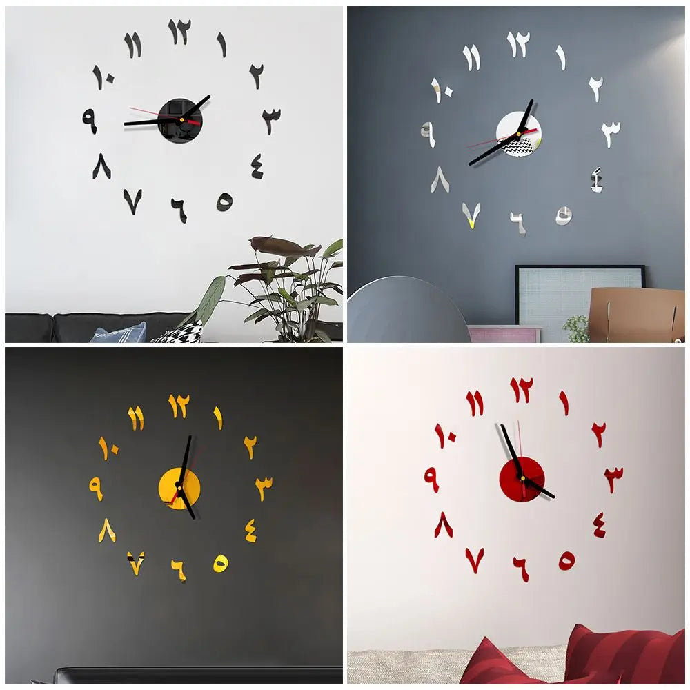 Pegatina de reloj de pared digital diseño moderno de cocina sala de estar decoración del hogar con aguja de cuarzo de diy