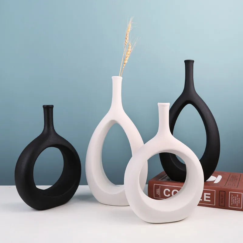 Keramik hohl Vase nordischer Blumentopf moderne Kunst Pflanzer Töpfe Büro Wohnzimmer Desktop Innenhause Dekoration Zubehör