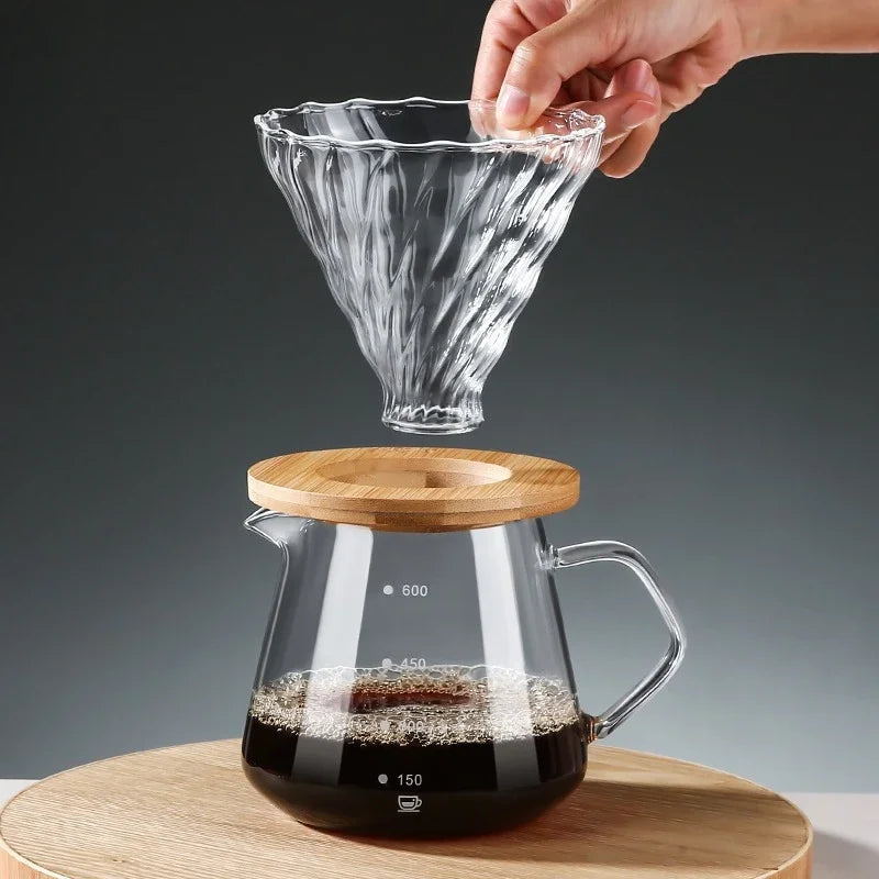 Punana Pour Over Coffee Maker Set, Glass Carafe Coffee with Glass Coffee Filter, Drip Coffee Maker Set for Home or Office, 300ml