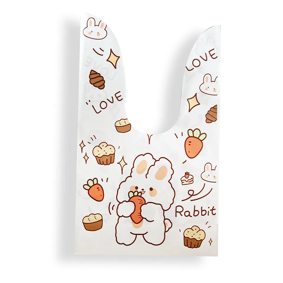 10/50pcs/lote lindas bolsas para orejas de conejo bolsas de plástico para galletas y bolsas de regalo de dulces para galletas paquete de bocadillos y suministros para la fiesta de eventos