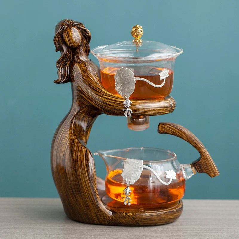 Isıya Dayanıklı Cam Çayap Tutucu Temel Çay Infusers Tea Ware Otomatik Çay Seti Yapan Kungfu Çaydan Çay Fincanı