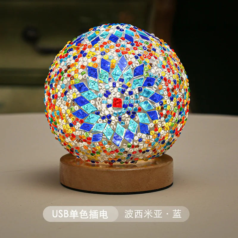 Kreativní umělecká česká lehká legrační šokující manuální manuální mozaika dekorace lampa USB Atmosféra Light Elektronická svíčka pro místnost
