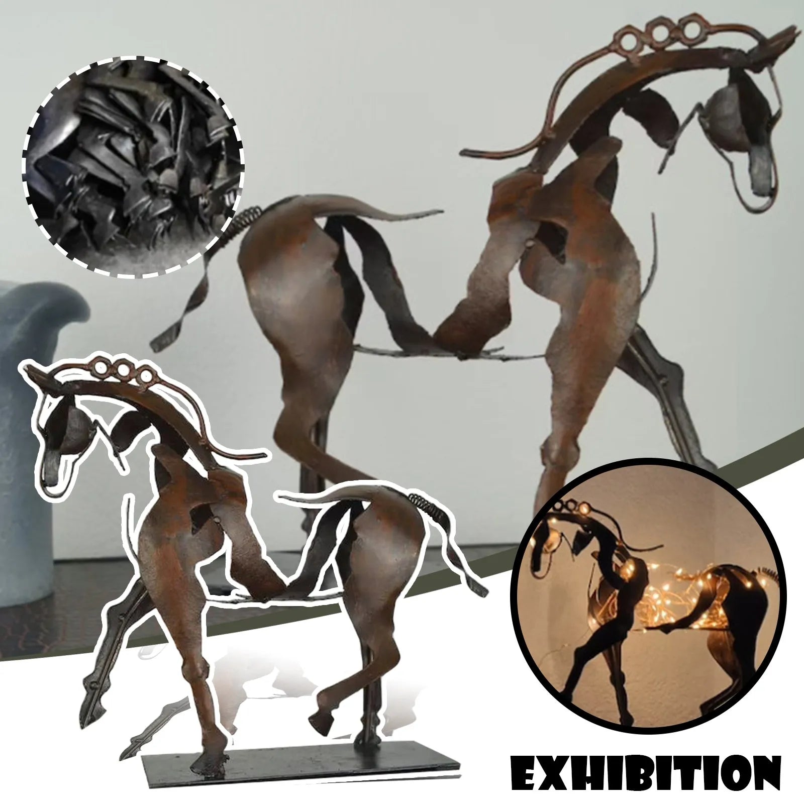 Metaal driedimensionaal openwork adonis-paard beeldhouwwerk paarden beeldhouwkunst-adonis bureaublad decoratieve ornamenten