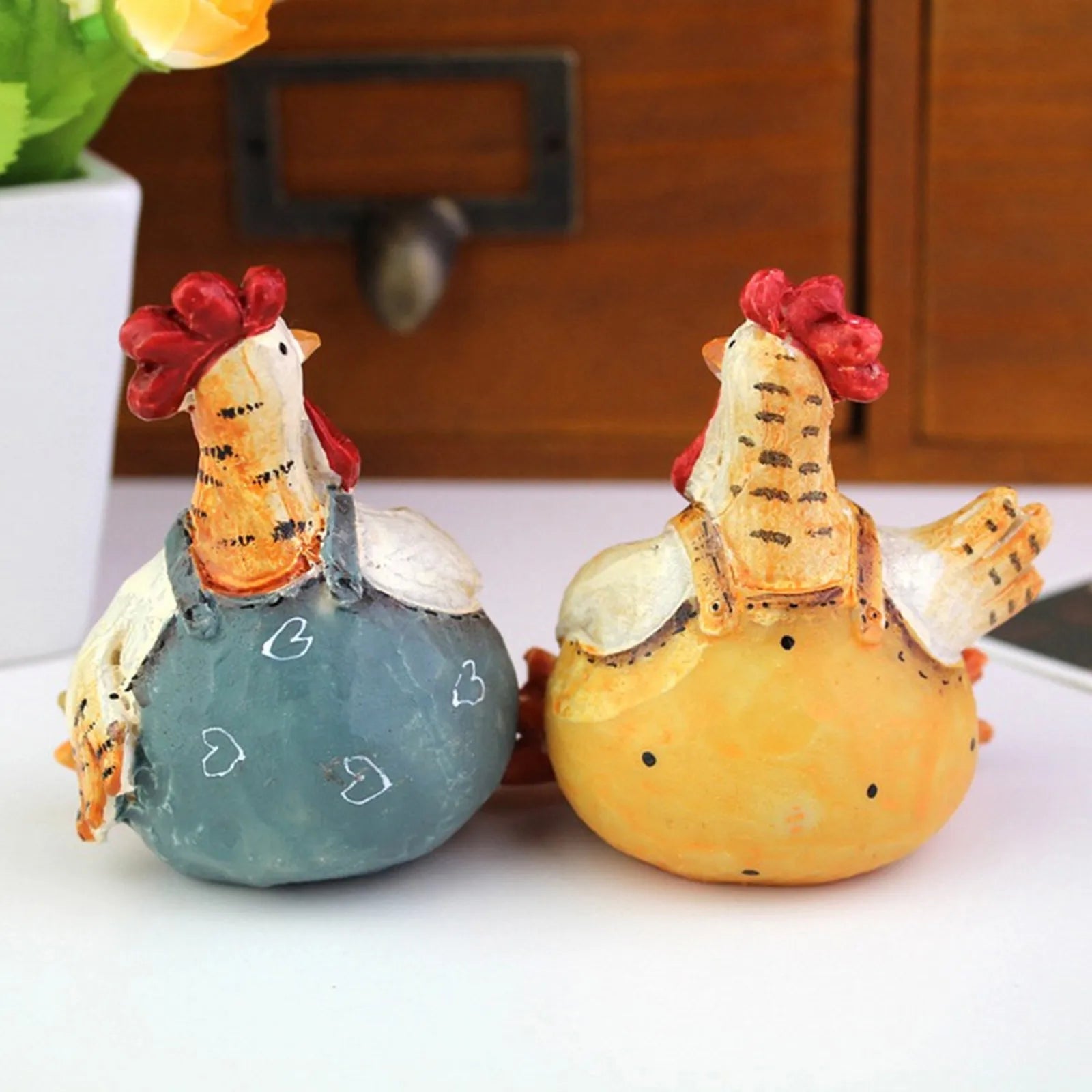 Resin Crafts Pasangan Pasangan Dekorasi Liburan Ayam Mempelajari Dekorasi Ruang Tamu Rumah ornamen kaca ornamen es