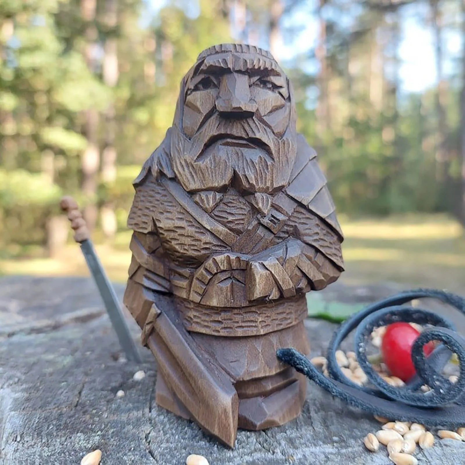 Odin Thor Tyr Ulfhednar Norse 이교도 수지 수지 바이킹 동상 북유럽 이교도 수지 장식품 가정 야외 정원 장식을위한 예술