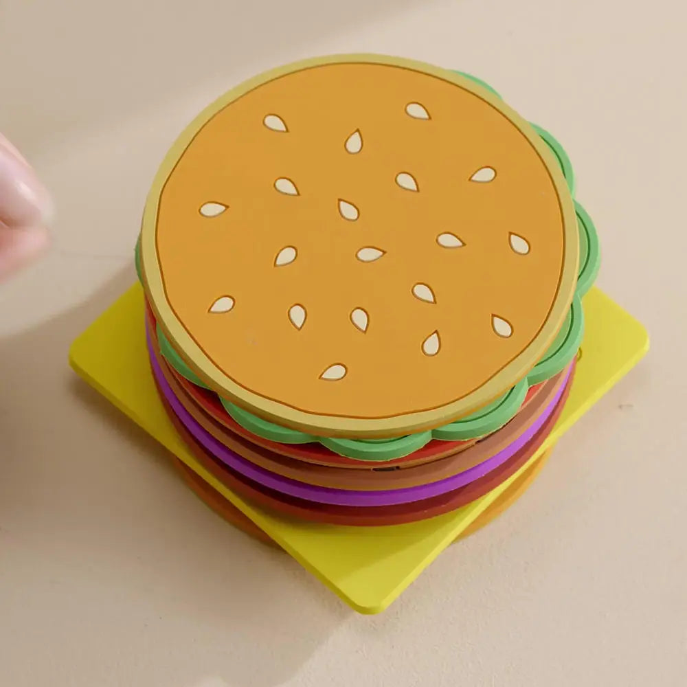 8pcs/zestaw burger kształt Coaster kreatywny kubek pad silikonowy Mata MAT Uchwyt Kitchen Kitchen Dining Bar Table Dekoracje dla dzieci Prezent