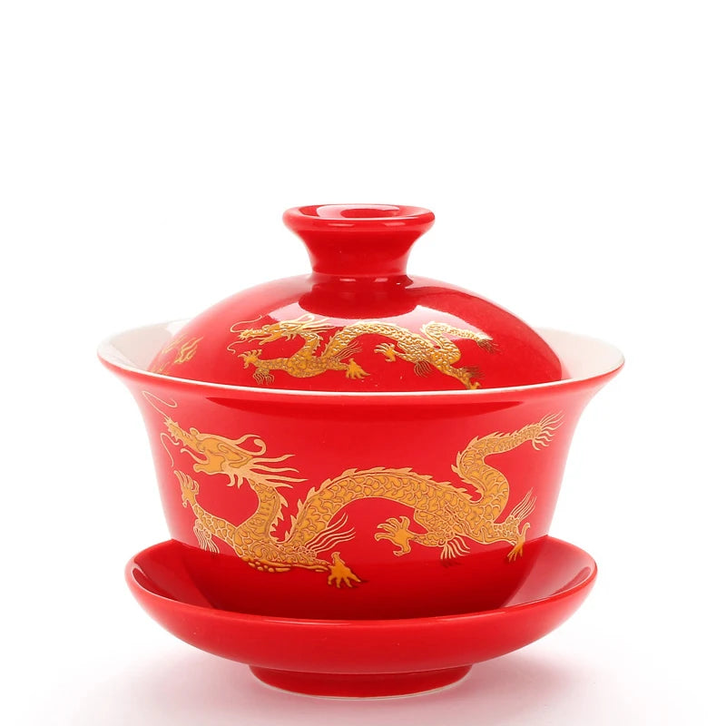 Cerâmica Gaiwan Teaware, gai wan tigela grande porcelana branca de porcelana zisha copo kung fu fu xícara de chá pintado à mão