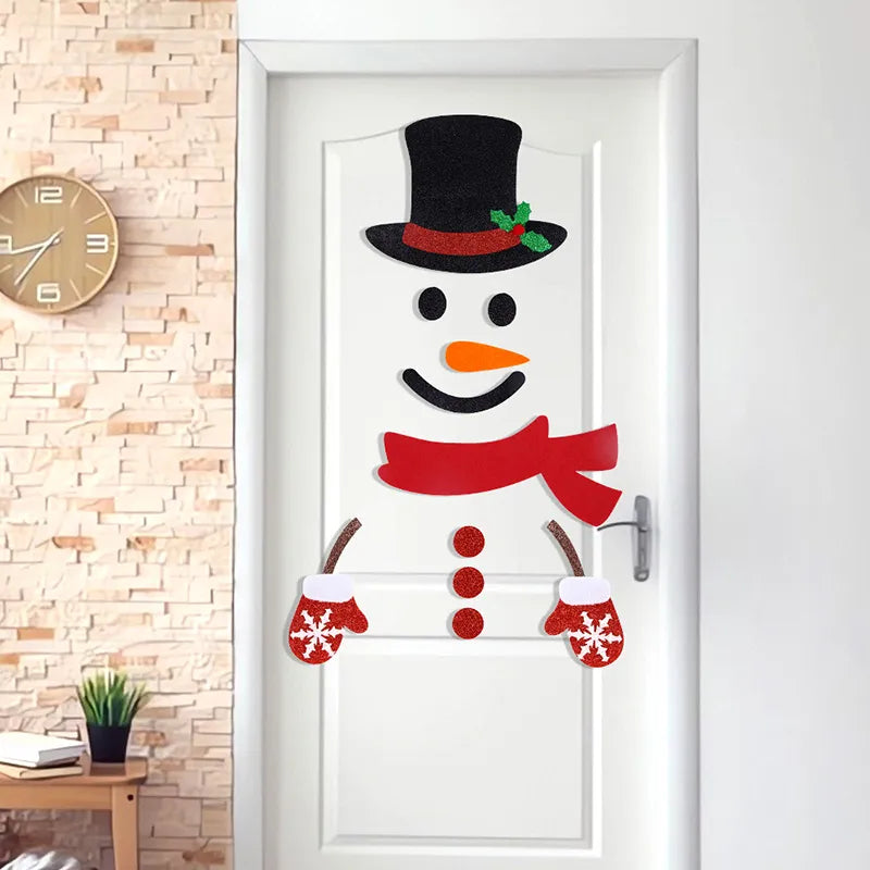 Joulun oven ikkunan tarrat tunsivat kankaan lumiukon joulupukin claus hirven seinätarra Joulun kodin sisustus Hyvää uutta vuotta 2024