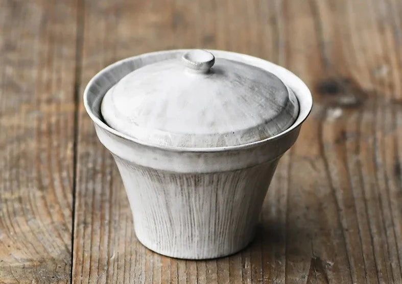 100ml Japanese Powder Yin White Gaiwan Hand Made Crude Pottery Tea Tureen Tea Making Cover Bowl Cha Tableware Accessories Gift