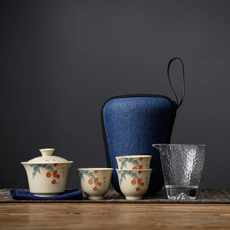 Resa tepet gaiwan för te komplett keramisk tekanna tekopp dricka kinesisk stil hemmakontor dekorativ kungfu teaware gåva