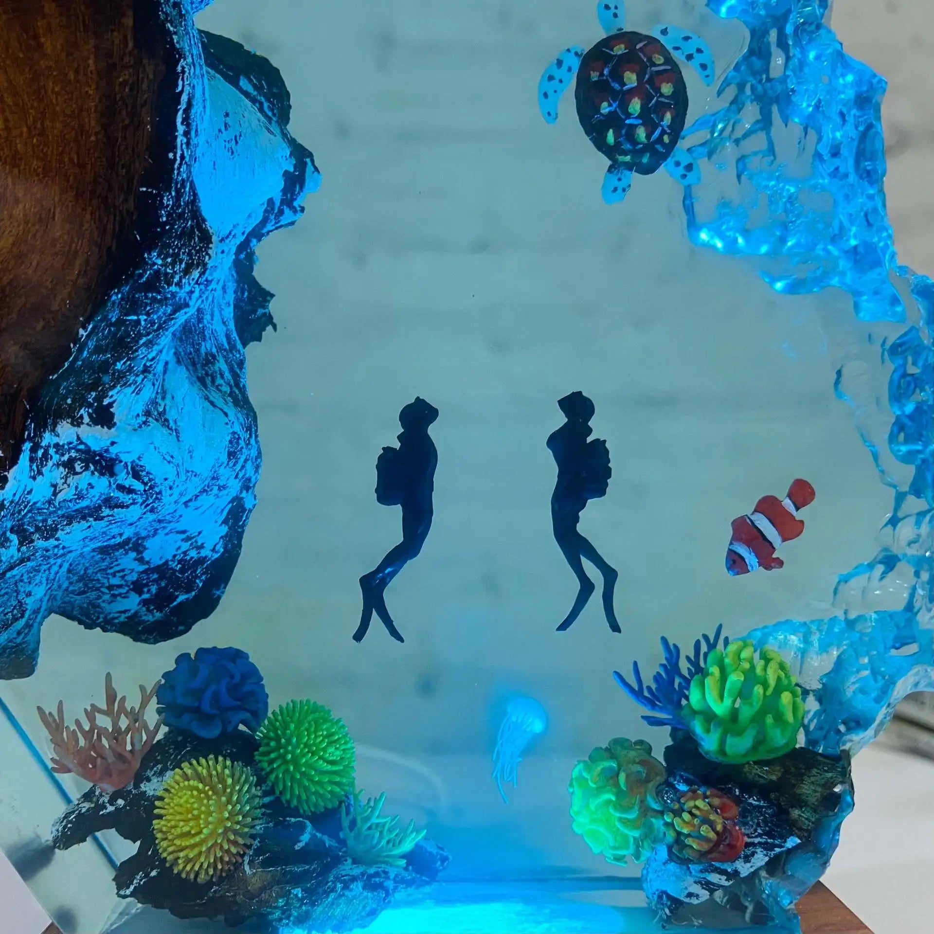 [Engraçado] Ocean Manta Rays Diver Turtle Sea Night Light Led Light Modelo de Decoração Casa Ornamentos Infantil Presente de Aniversário