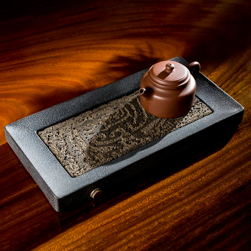 Tee Tablett Stein chinesische Phönix Muster Teaset Kungfu Tisch Teebecher Rechteckteller Teekannen Saucer Antique Home Office Dekorative