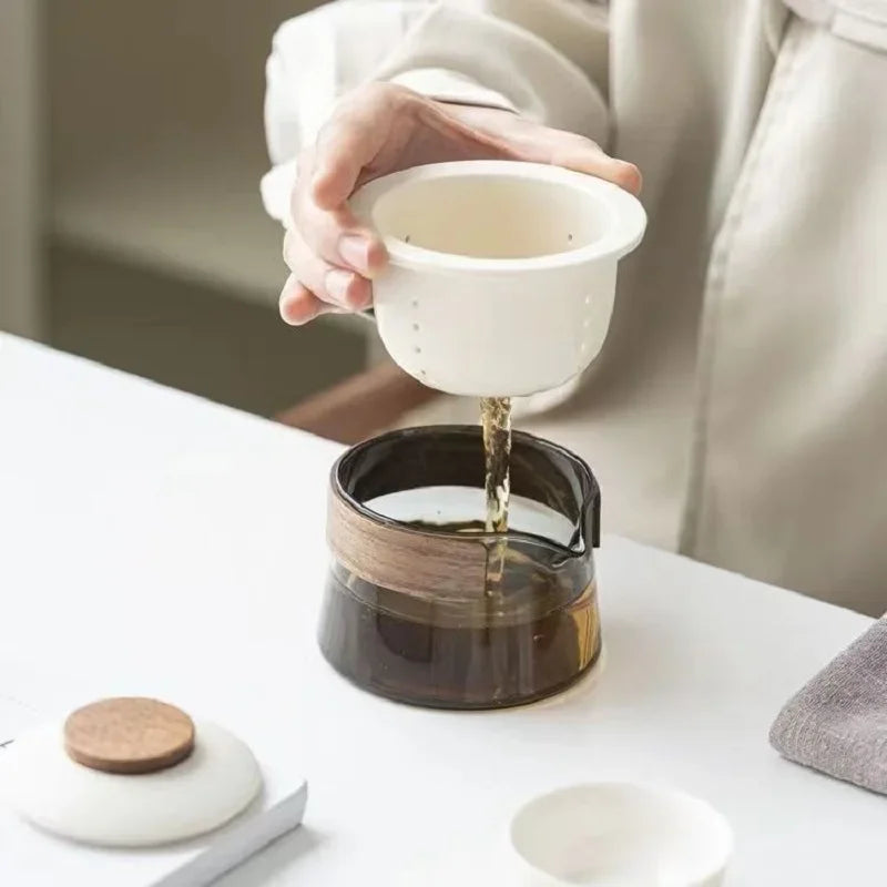 Zen -teekannu ja teekupisarja Kit Kotitalous Tee Matkailut TEA -SETTI Kannettava laukku Japanilainen TEA -tarvikkeet 1 kulho 3 kuppi