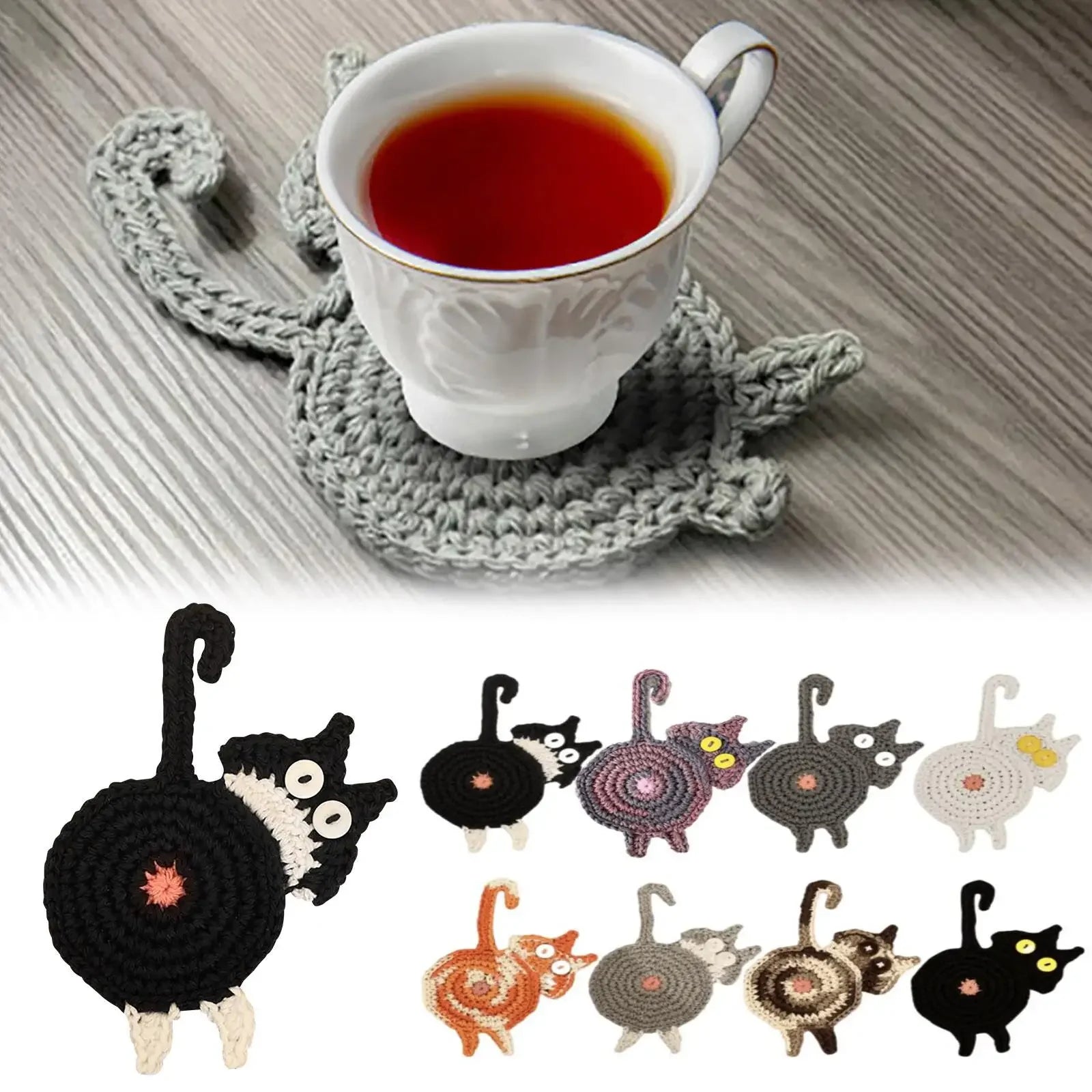 Cat Butter Teas Tea Coffee Cup Coaster Placemaatit kestävät lämmönkestävät lasinaluset kulhotyynypöytä matto kodinsisustus posvasos