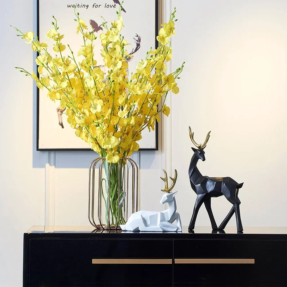 Escultura de animales de resina geométrica figura de ciervo lindo para manualidades de decoración de mesa en casa estatua de una pieza figuras de sala de estar