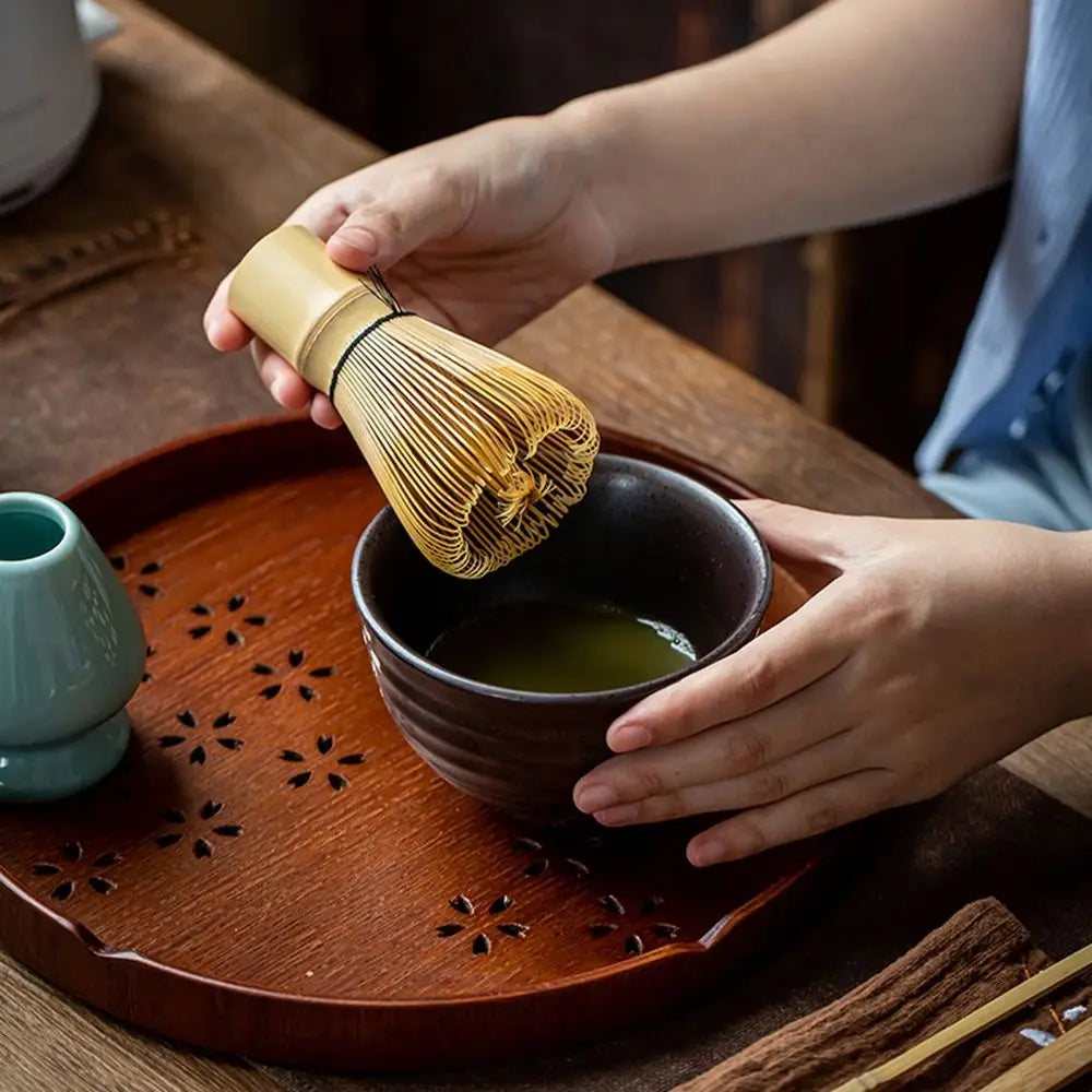 Conjunto de chá japonês marrom marrom claro Matcha verde pó pó de pó de bambu útil cozinha de cozinha matcha ferramentas de chá de bambu acessórios de bambu