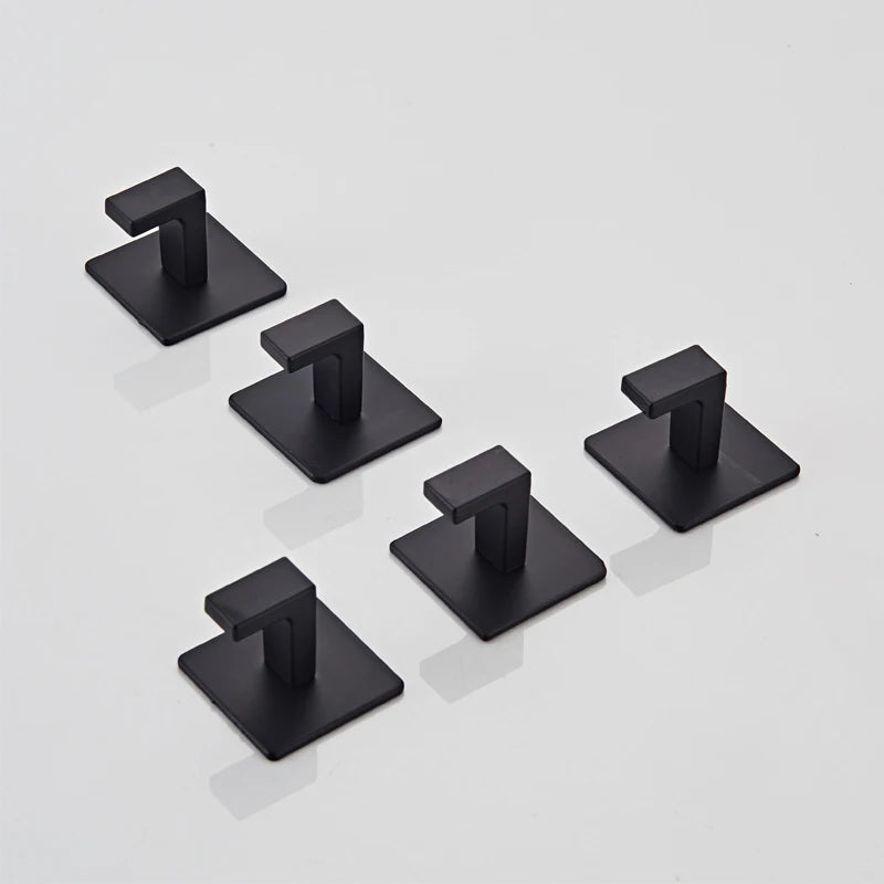 1/4pcs schwarze selbstklebende Wandhaken zum Aufhängen von Schlüsselbügel Kleiderbügel Tür Robe Haken Rack-Rack Handtuchhalter Badezimmerzubehör