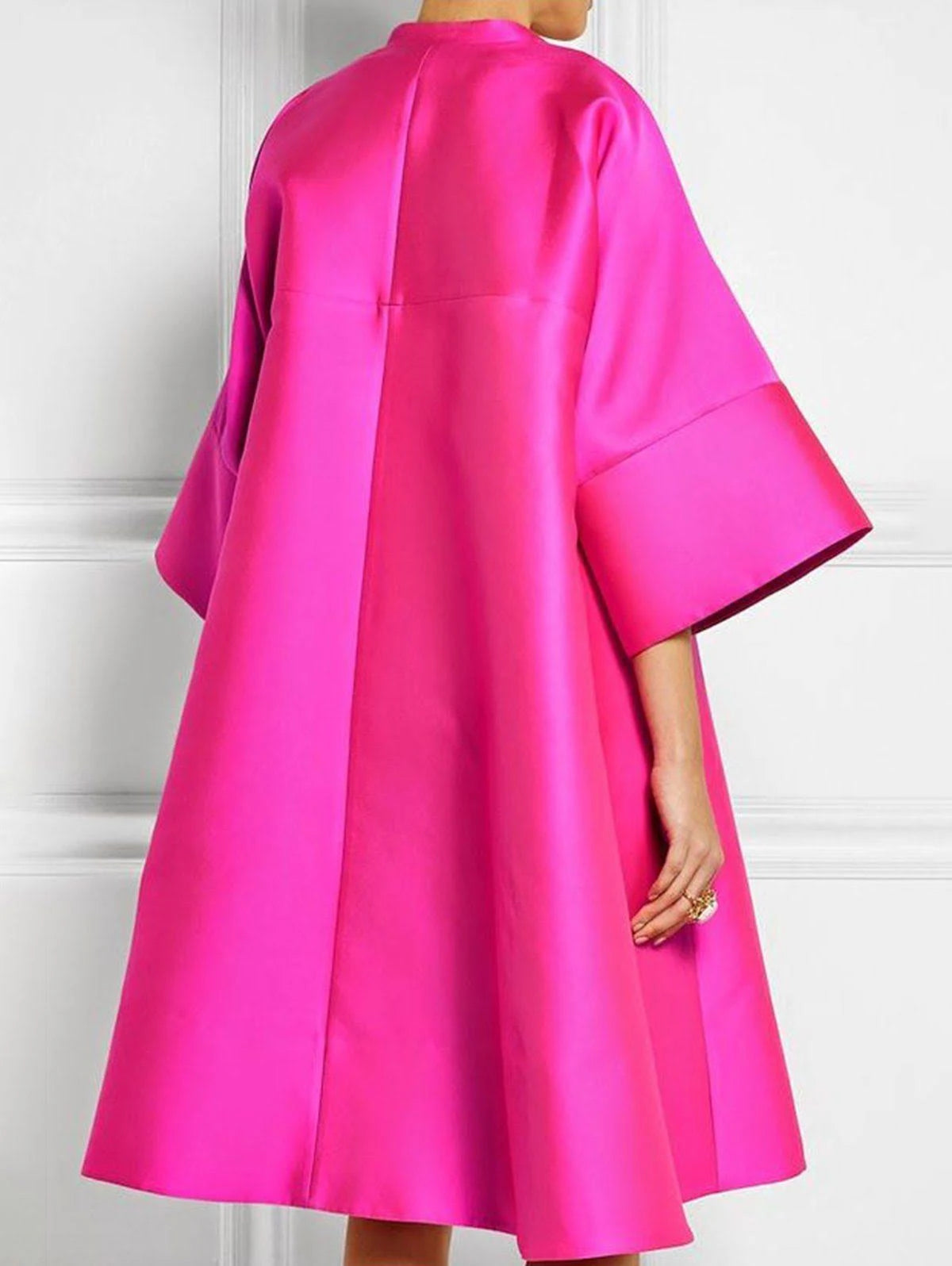 Vintage Dress Women Clothing Spring Summer Half Sleeve Loose Dresses Casual Chic Lapel Tunicas Midi Pink Dress