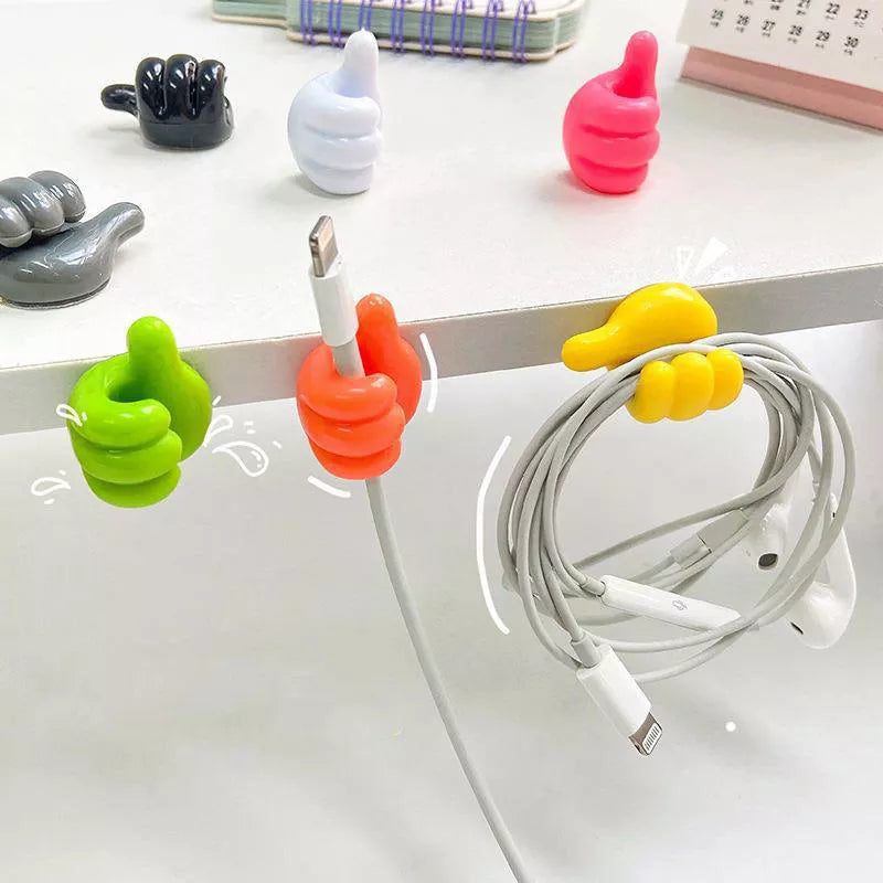 Zelfklevende wanddecoratie Haak Creatieve siliconen duim Key Hanger Hook Home/Office Data Cable Clip Wire Desk Organizer