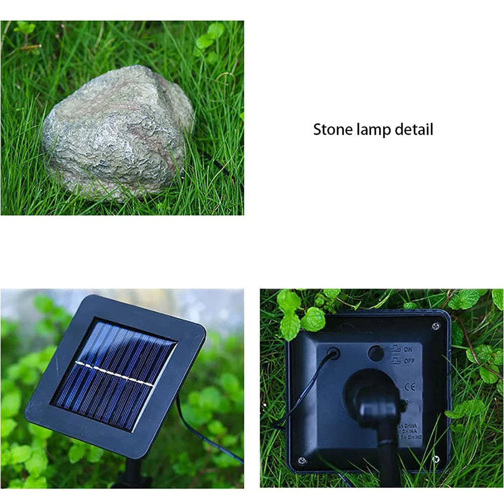 4-in-1 잔디밭 램프 석재 모방 태양열 LED 가벼운 야외 방수 풍경 정원과 야채 패치 컨트리 하우스 장식