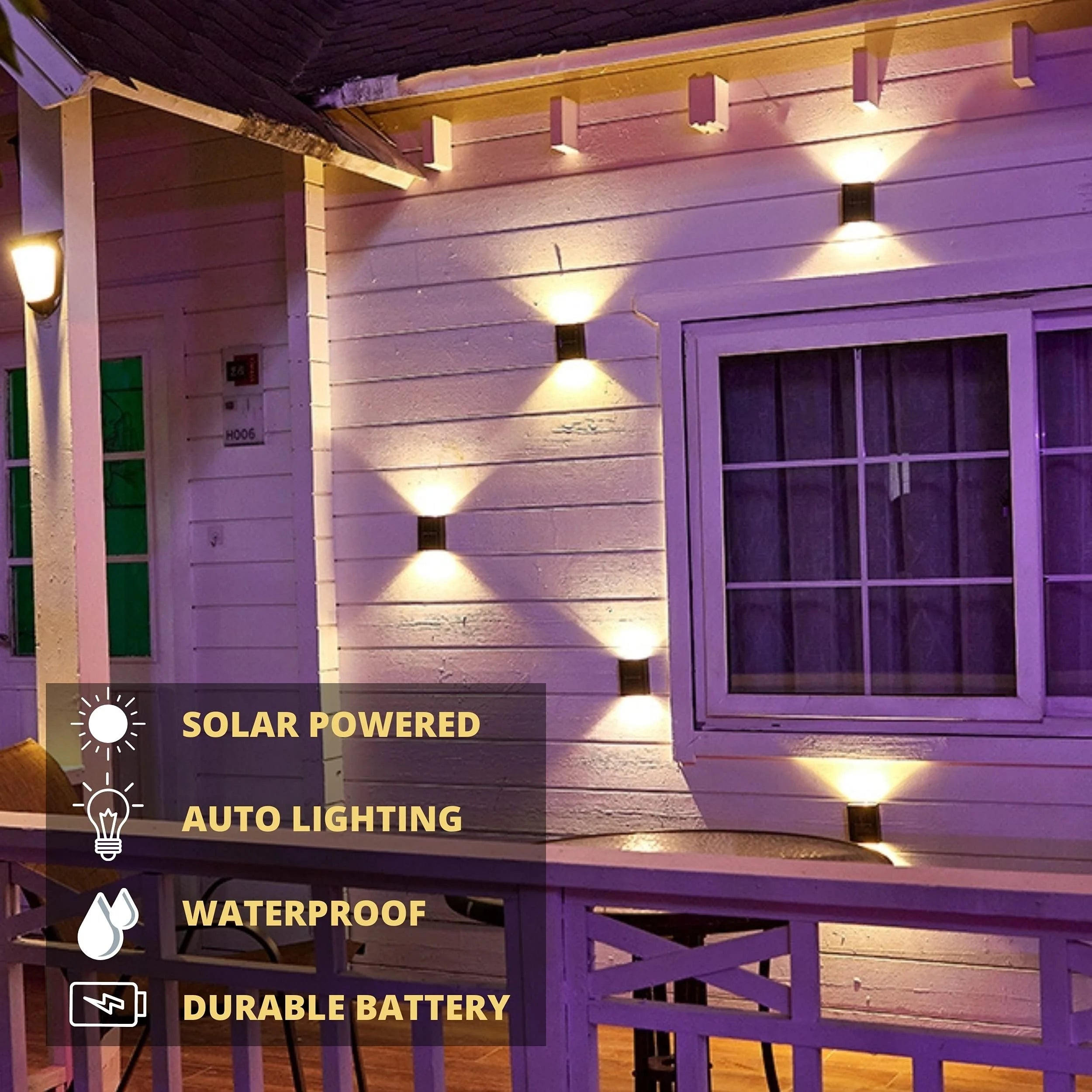 Neue Solarwandleuchten im Freien wasserdichte LED Solarlampe auf und ab leuchtende Beleuchtung für Gartenbalkon Yard Street Decor Lampen