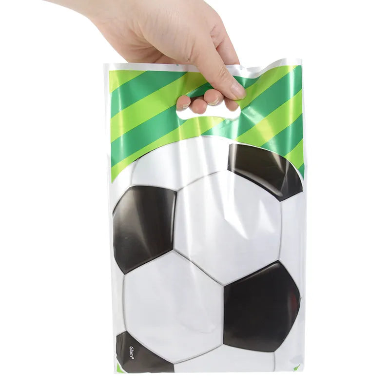 Soccer Presentväskor behandlar godispåsar Plastkakor för gästgåvor Födelsedagsfotboll Temapest Favors Bag med Twist Ties