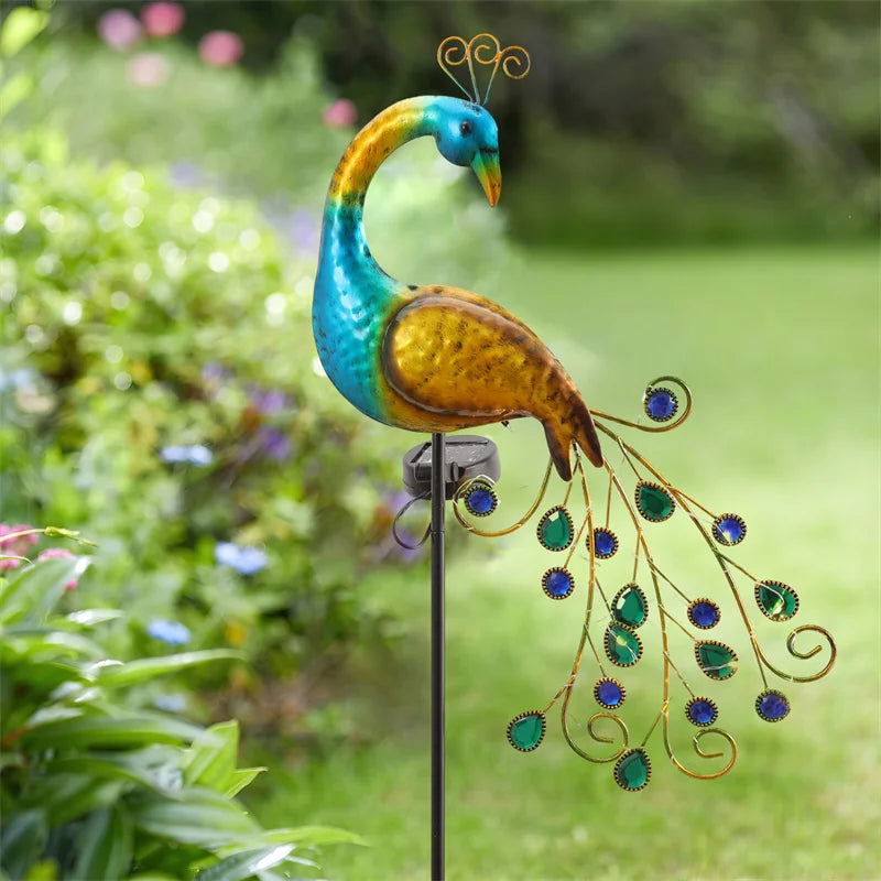 LED Outdoor Solar Peacock Lamp Metal Peacock Statue Is Suitable For Outdoor Landscape Path Garden Decorative Sculpture