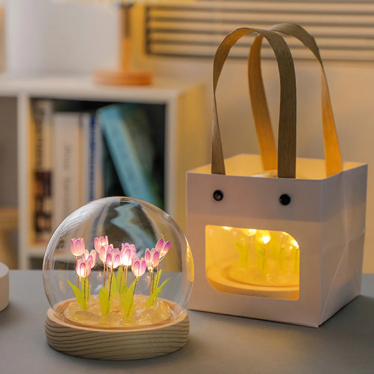 10/20pcs 튤립 야간 조명 배터리 작동 튤립 꽃 테이블 램프 DIY 시뮬레이션 튤립 LED 야간 조명 수제 침대 옆 조명