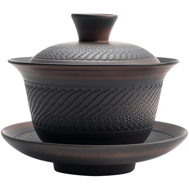 Jianshui cerâmica roxa gaiwan cerâmica artesanal doméstico kung fu conjunto de chá tigela de chá de chá de chá Cerimônia de chá de chá