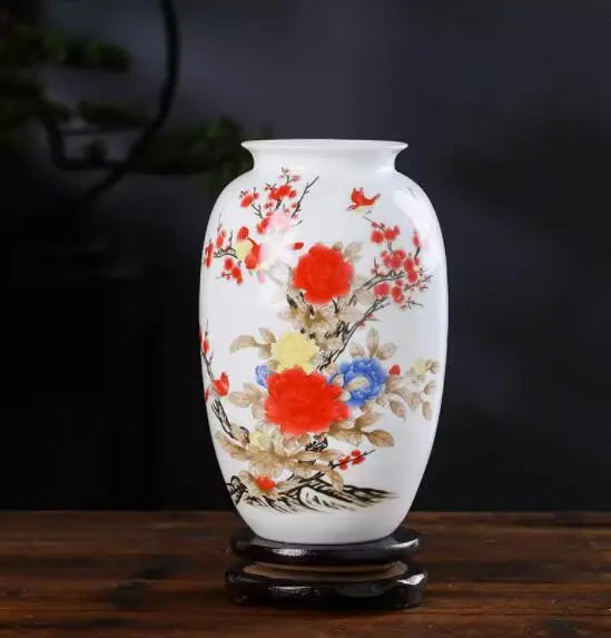 Jingdezhen jarrón cerámico vintage jarrones tradicionales tradicionales decoración del hogar jarrón animal fino superficie suave de suministro