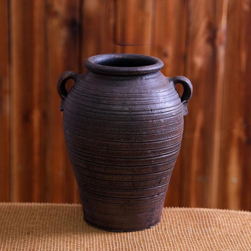 Vas Bunga Keramik Besar Dirancang Ruang Tamu Porselain Pottery Vas Luxury Black Clay Pot Deco Maison Vas Dekorasi Rumah