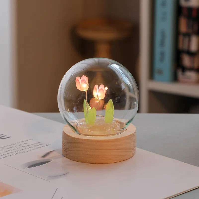 Mini Tulip Night Light Käsintehty DIY -materiaalit Söpö kodinsisustus Koriste syntymäpäivälahja tyttöperheen ystävä lapsen joulu