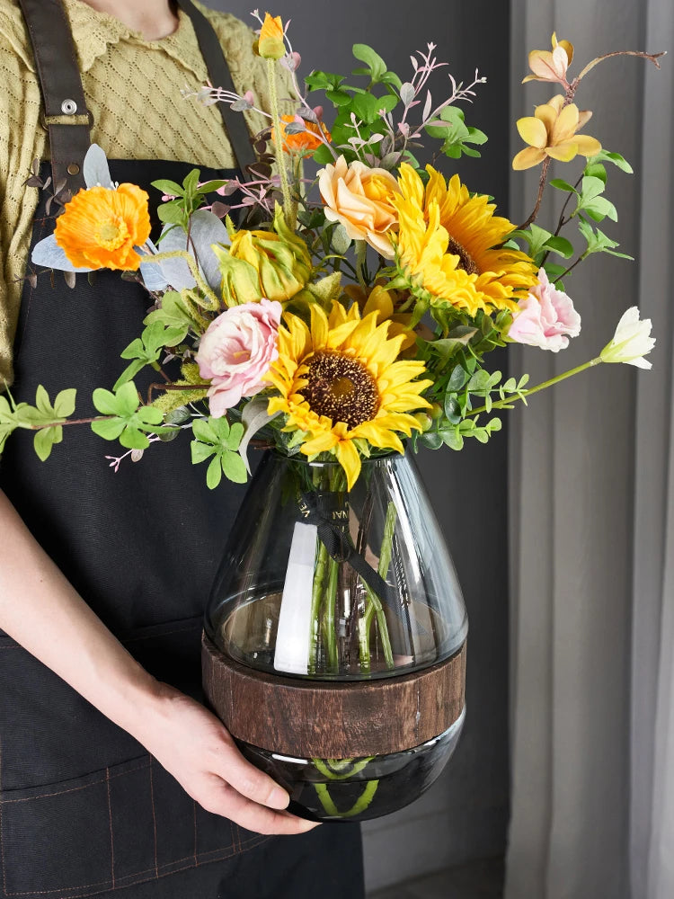 Luxusní skleněná váza velká vázy severský styl vintage květinový váza pro obývací pokoj ložnice dekorace o dekoraci nordic domácí výzdoba
