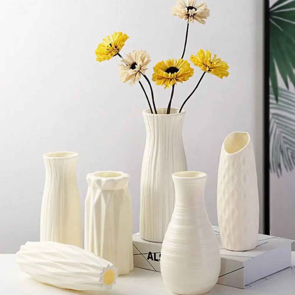 Hiasan burr bunga bebas kontena meja hiasan vase utara gaya putih seramik putih yang menetapkan bekalan rumah tangga