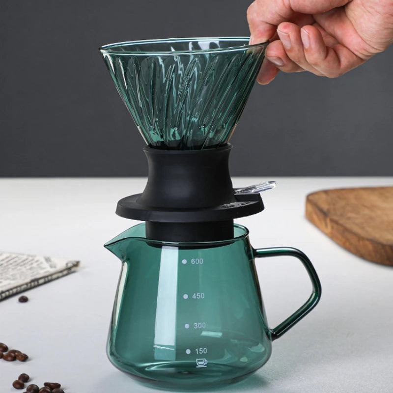 Kaffeefilter Tasse Glas tropftype handgebräuste Kaffeefiltertopf Filter Papier V-förmige Tropfkaffeemaschine Kaffeezubehör