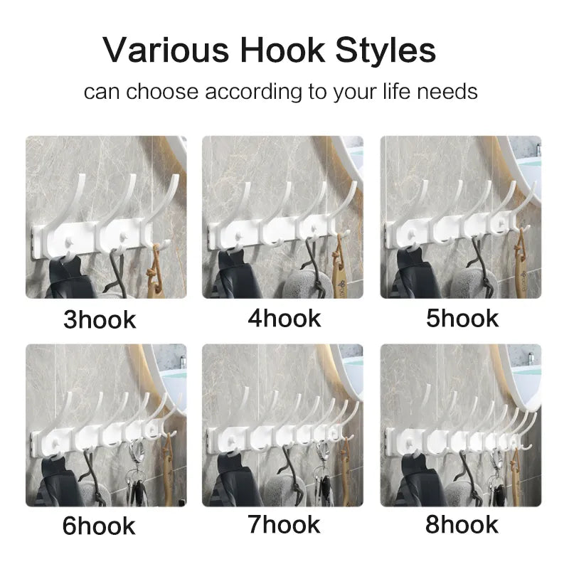 YUNJIEYA Black white Folding Robe Hooks Towel Hanger Nail Wall Rack Hooks Coat Clothes Holder for Bathroom Kitchen Accessories