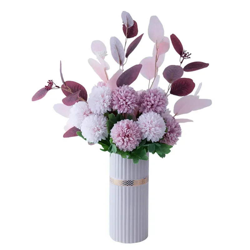 Simulasi vas morandi Eropah bunga bunga elegan fake sejambak set hiasan seramik rumah kerajinan meja kopi